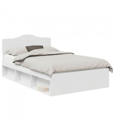 vidaXL Bed Frame with Headboard White 120 x 190 cm Solid Pine Wood — V0672009810