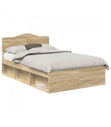vidaXL Bed Frame with Headboard Sonoma 120 x 200 cm Solid Pine Wood — Colour: Sonoma oak — V0672009812