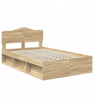 vidaXL Bed Frame with Headboard Sonoma 120 x 200 cm Solid Pine Wood — Colour: Sonoma oak — V0672009812