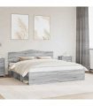 vidaXL Bed Frame Grey Sonoma 180 x 200 cm Solid Pine Wood — V0672009820
