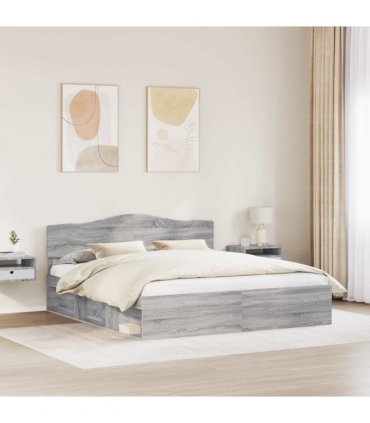 vidaXL Bed Frame Grey Sonoma 180 x 200 cm Solid Pine Wood — V0672009820