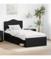 vidaXL Bed Frame with Headboard Black 100 x 200 cm Solid Pine Wood — V0672009830