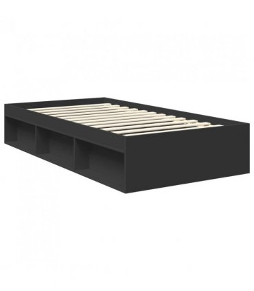 vidaXL Bed Frame with Headboard Black 100 x 200 cm Solid Pine Wood — V0672009830