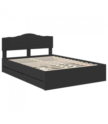 vidaXL Bed Frame with Drawer Black 160 x 200 cm Engineer Wood — V0672009834