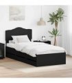 vidaXL Bed Frame with Drawer Black 90 x 200 cm Engineer Wood — V0672009836