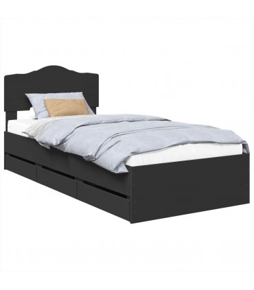 vidaXL Bed Frame with Drawer Black 90 x 200 cm Engineer Wood — V0672009836