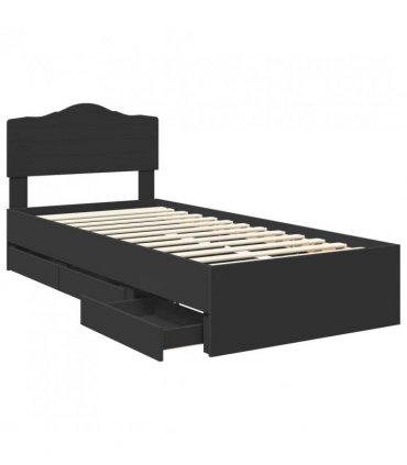 vidaXL Bed Frame with Drawer Black 90 x 200 cm Engineer Wood — V0672009836