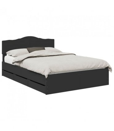 vidaXL Bed Frame with Drawer Black 150 x 200 cm Engineer Wood — V0672009843