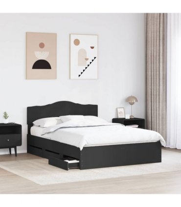 vidaXL Bed Frame with Drawer Black 150 x 200 cm Engineer Wood — V0672009843
