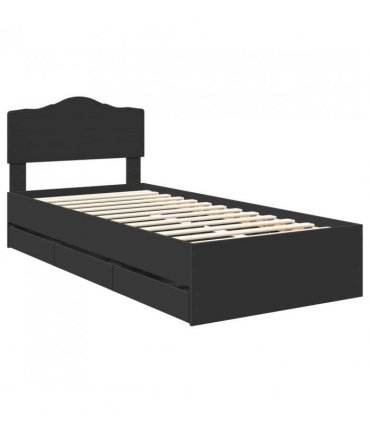 vidaXL Bed Frame with Drawer Black 100 x 200 cm Engineer Wood — V0672009857