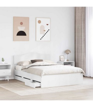 vidaXL Bed Frame with Drawer White 160 x 200 cm Engineer Wood — V0672009867