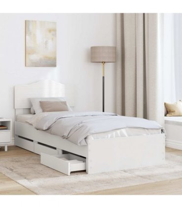 vidaXL Bed Frame with Drawer White 90 x 200 cm Engineer Wood — V0672009890