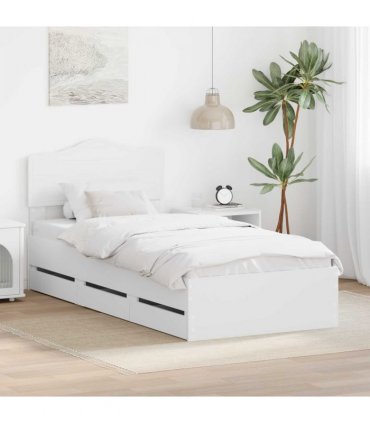 vidaXL Bed Frame with Drawer White 75 x 190 cm Engineer Wood — V0672009893