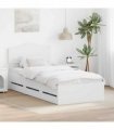vidaXL Bed Frame with Drawer White 75 x 190 cm Engineer Wood — V0672009893