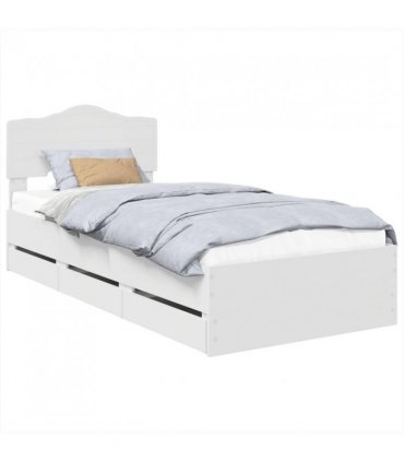 vidaXL Bed Frame with Drawer White 75 x 190 cm Engineer Wood — V0672009893
