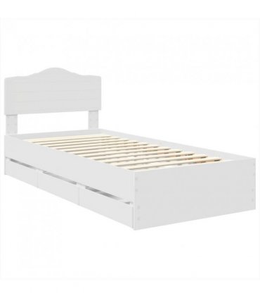 vidaXL Bed Frame with Drawer White 75 x 190 cm Engineer Wood — V0672009893
