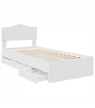 vidaXL Bed Frame with Drawer White 75 x 190 cm Engineer Wood — V0672009893