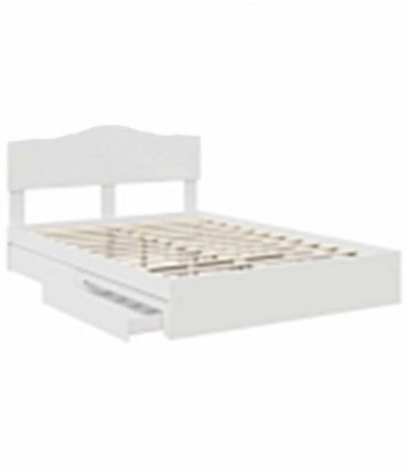 vidaXL Storage Bed with Headboard White 140 x 190 cm Engineered Wood — V0672009922