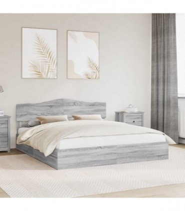 vidaXL Storage Bed Grey Sonoma 180 x 200 cm Engineered Wood — V0672009924