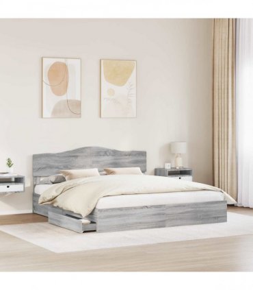 vidaXL Storage Bed Grey Sonoma 180 x 200 cm Engineered Wood — V0672009924