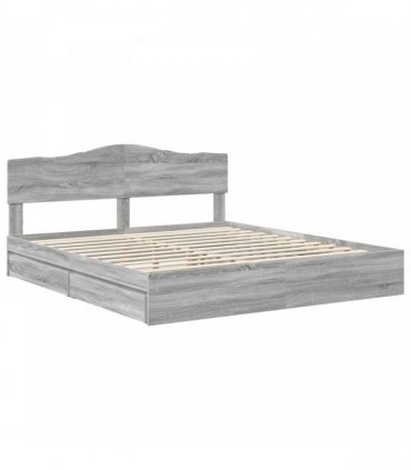 vidaXL Storage Bed Grey Sonoma 180 x 200 cm Engineered Wood — V0672009924