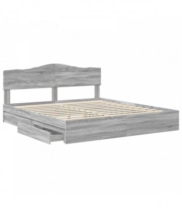 vidaXL Storage Bed Grey Sonoma 180 x 200 cm Engineered Wood — V0672009924