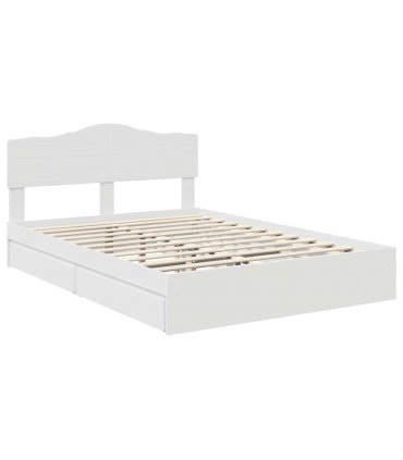 vidaXL Storage Bed with Headboard White 140 x 200 cm Engineered Wood — V0672009933