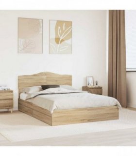 vidaXL Storage Bed with Drawer Sonoma Oak 140 x 200 cm Engineered Wood — V0672009941