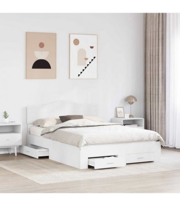 vidaXL Bed Frame with Headboard White 160 x 200 cm Engineered Wood — V0672009976