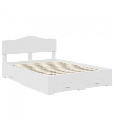 vidaXL Bed Frame with Headboard White 160 x 200 cm Engineered Wood — V0672009976
