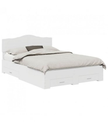 vidaXL Bed Frame with Headboard White 140 x 190 cm Engineered Wood — V0672009987