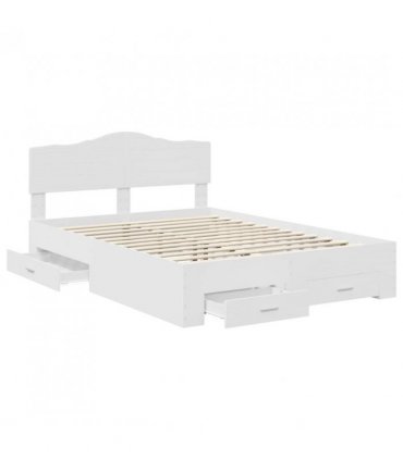 vidaXL Bed Frame with Headboard White 140 x 190 cm Engineered Wood — V0672009987