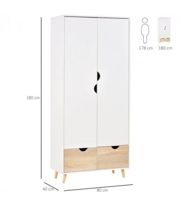 Particle Board 2-Drawer Wardrobe White/Oak