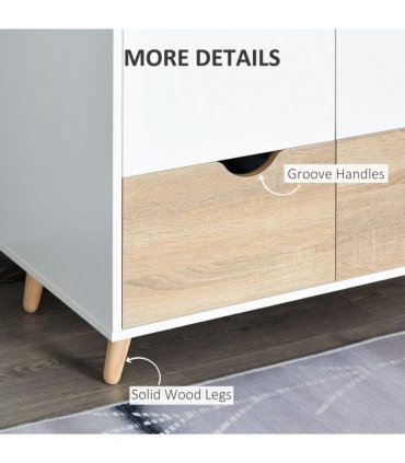 Particle Board 2-Drawer Wardrobe White/Oak