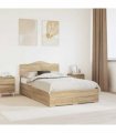 vidaXL Bed Frame with Drawer Sonoma Oak 135 x 190 cm Engineered Wood — V0672010013