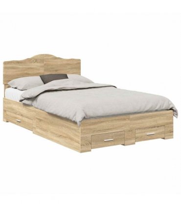 vidaXL Bed Frame with Drawer Sonoma Oak 135 x 190 cm Engineered Wood — V0672010013