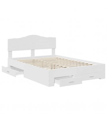 vidaXL Bed Frame with Headboard White 140 x 200 cm Engineered Wood — V0672010024