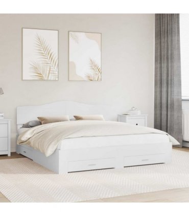 vidaXL Bed Frame with Headboard White 180 x 200 cm Engineered Wood — V0672010048