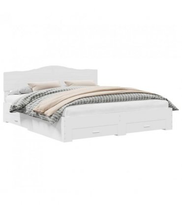 vidaXL Bed Frame with Headboard White 180 x 200 cm Engineered Wood — V0672010048