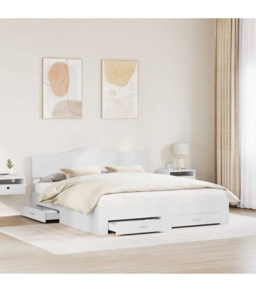 vidaXL Bed Frame with Headboard White 180 x 200 cm Engineered Wood — V0672010048