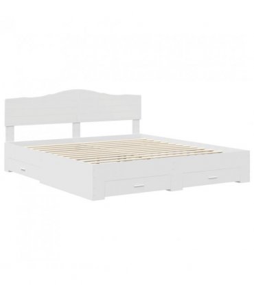 vidaXL Bed Frame with Headboard White 180 x 200 cm Engineered Wood — V0672010048