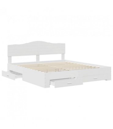 vidaXL Bed Frame with Headboard White 180 x 200 cm Engineered Wood — V0672010048