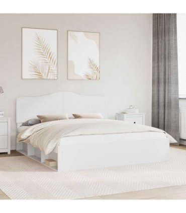 vidaXL Bed Frame with Headboard White 180 x 200 cm Solid Pine Wood — V0672010057