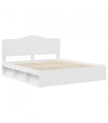 vidaXL Bed Frame with Headboard White 180 x 200 cm Solid Pine Wood — V0672010057