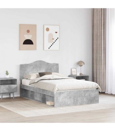 vidaXL Bed Frame with Headboard Concerte 120 x 200 cm Solid Pine Wood — Colour: Concrete grey — V0672010059