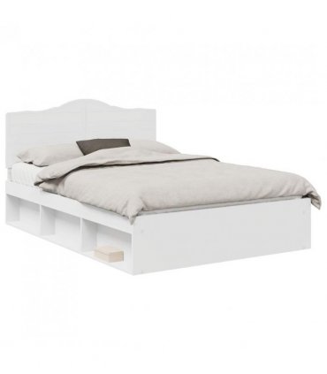 vidaXL Bed Frame with Headboard White 150 x 200 cm Solid Pine Wood — V0672010062