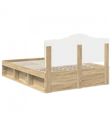vidaXL Bed Frame with Headboard Sonoma 140 x 190 cm Solid Pine Wood — Colour: Sonoma oak — V0672010079