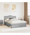 vidaXL Bed Frame Grey Sonoma 140 x 200 cm Solid Pine Wood — V0672010081