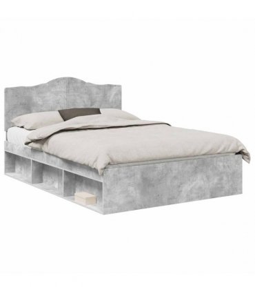vidaXL Bed Frame with Headboard Concerte 160 x 200 cm Solid Pine Wood — Colour: Concrete grey — V0672010082