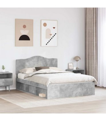 vidaXL Bed Frame with Headboard Concerte 160 x 200 cm Solid Pine Wood — Colour: Concrete grey — V0672010082